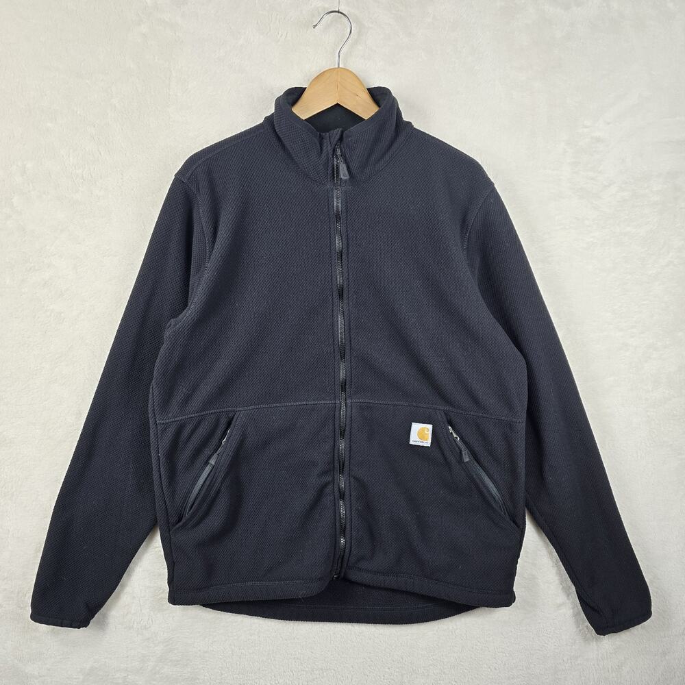 Carhartt Men’s Full Zip Fleece Jacket Sherpa Fleece Black Medium Relaxed Fit - Picture 2 of 13